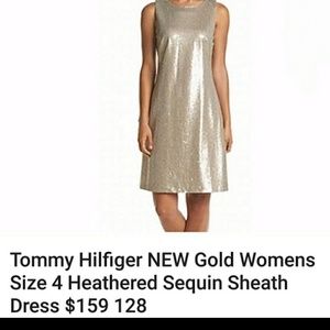 Tommy Hilfiger Gold Sequin Party Dress sz 4